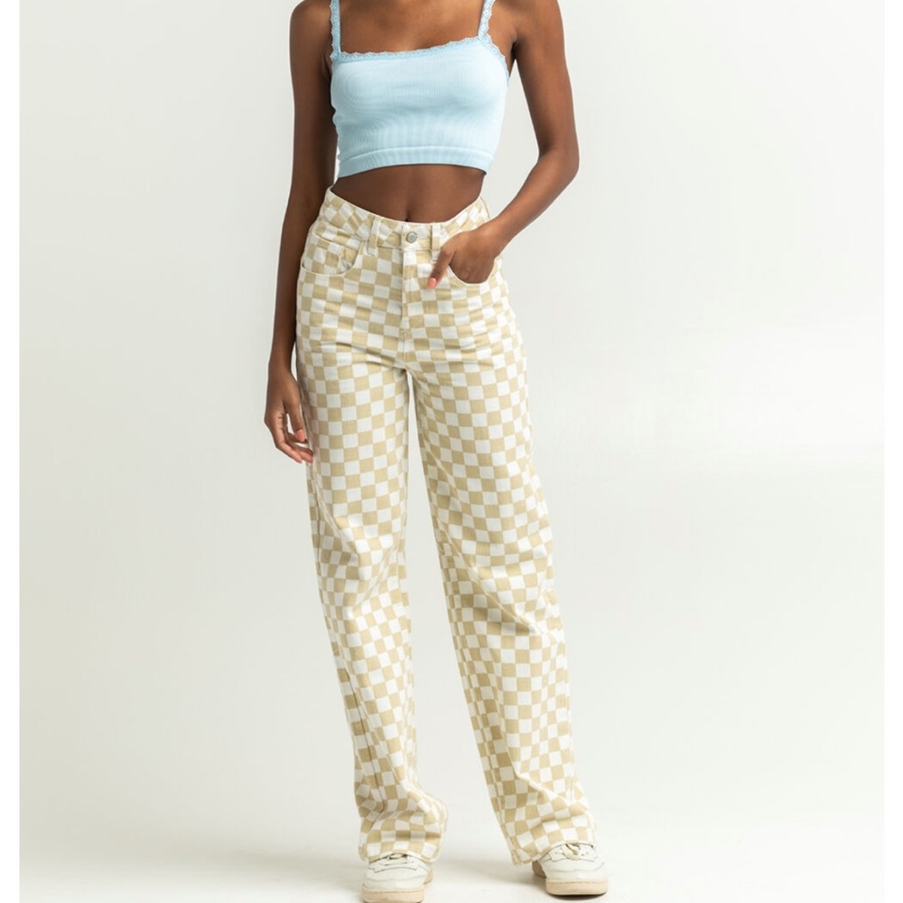 NWT Tan/cream Checkered pants, RSQ Tilly's size 26